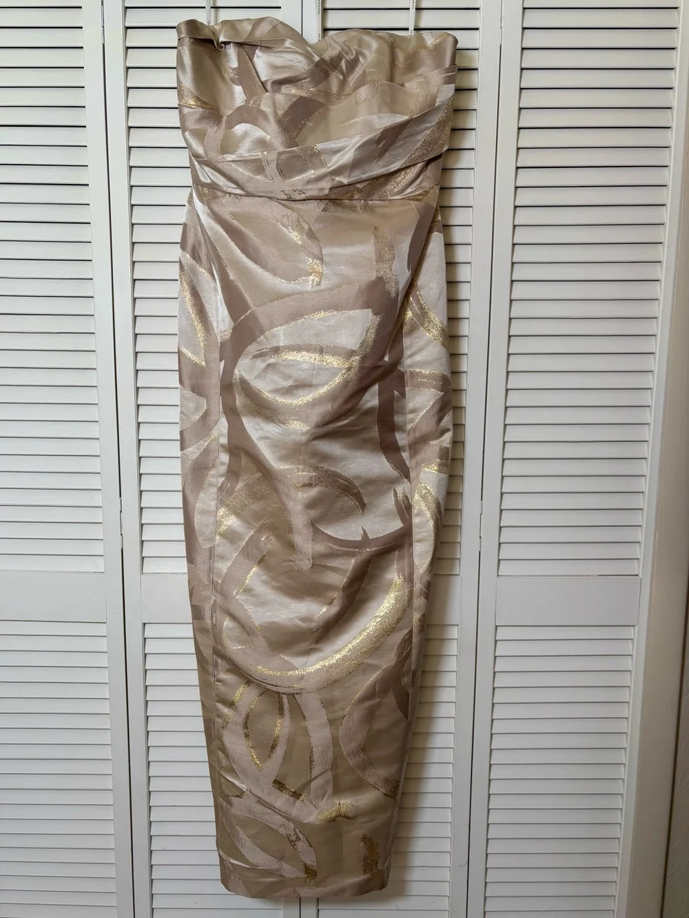 NWT Donna Karan Jacquard Metallic Maxi Gown Size 12 - Picture 5 of 10